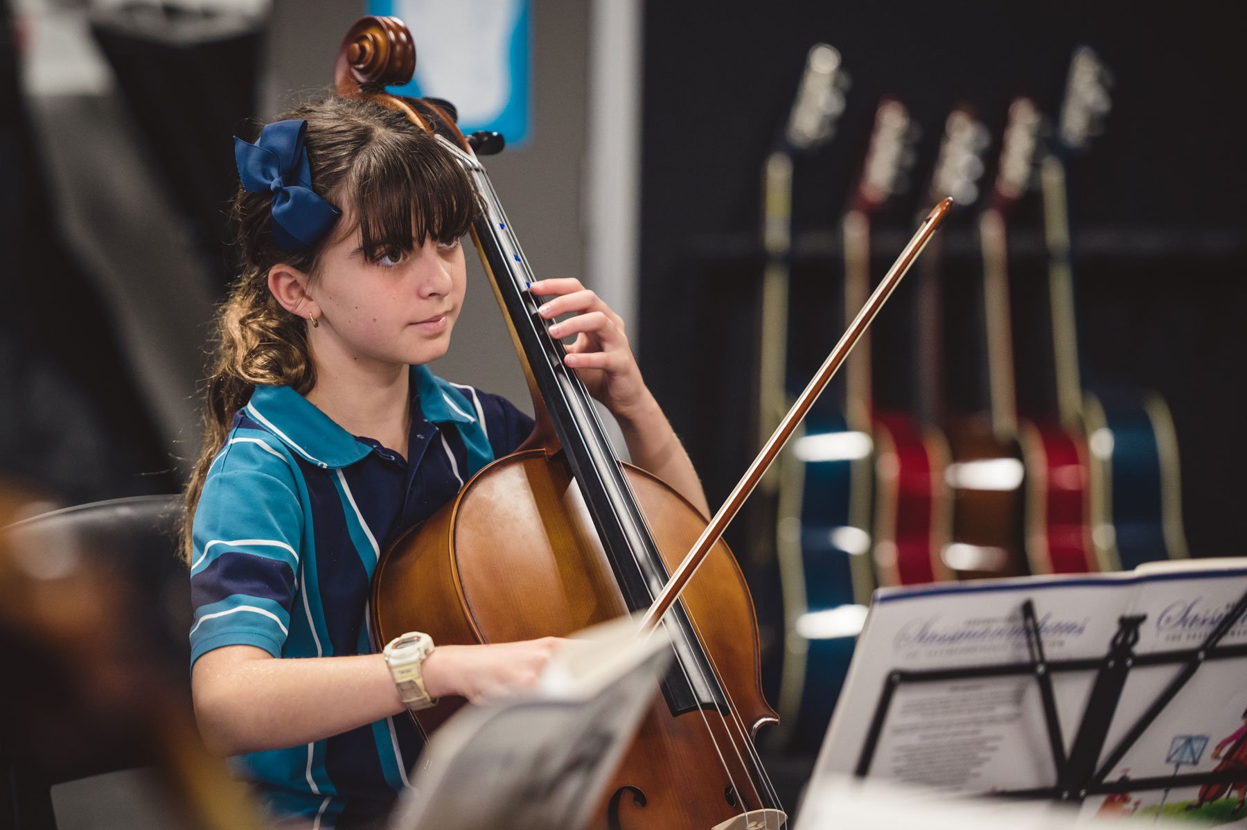 King's student playing the cello