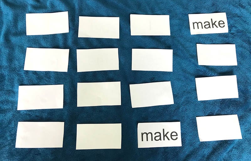 Sight word memory game
